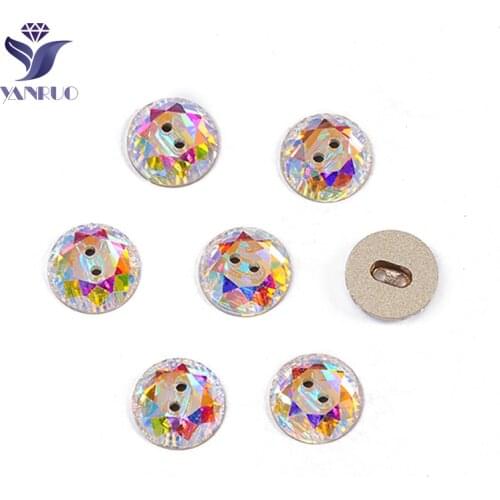 YANRUO 3014 All Sizes AB Round Glass Crystal Rhinestones Handmade Craft Sewing Buttons Press Accessories For Clothes
