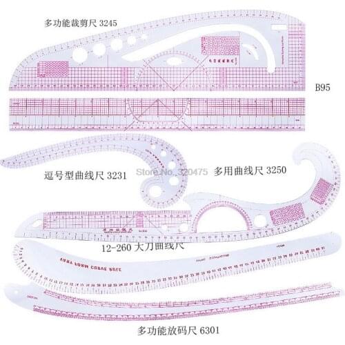 20set Sewing Patchwork Ruler Plastic Garment Cutting Craft Scale Rule Drawing Office Stationery Supplies Measuring Tool