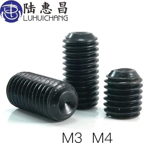 LUHUICHANG 50PCS M3 M4 12.9 Alloy Steel Metric Thread Cup Point Grub Screws Inner Hexagon Socket Set Grub Machine Screw Bolts