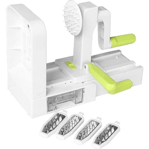 Multifunction Hand Crank Vegetable Cutter Chopper Shredder Grater Portable Slicer Kitchen Tool with 4 Blades Set