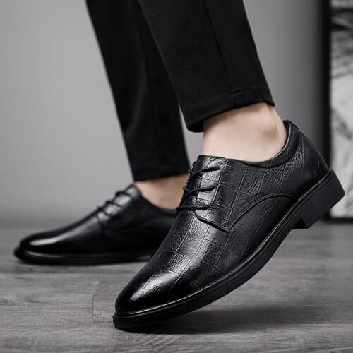 2021Fashion Men Lace Up Dress Oxford Men Genuine Leather Business Office Party Oxfords Men Formal Wedding Party Footwear