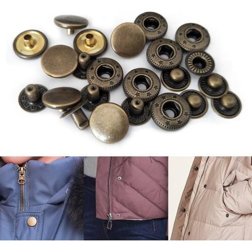 10 Sets 10-20mm Copper Material Four Buckle Pack Metal Press Studs Sewing Button Snap Fasteners Sewing Jeans Craft Clothes Bag