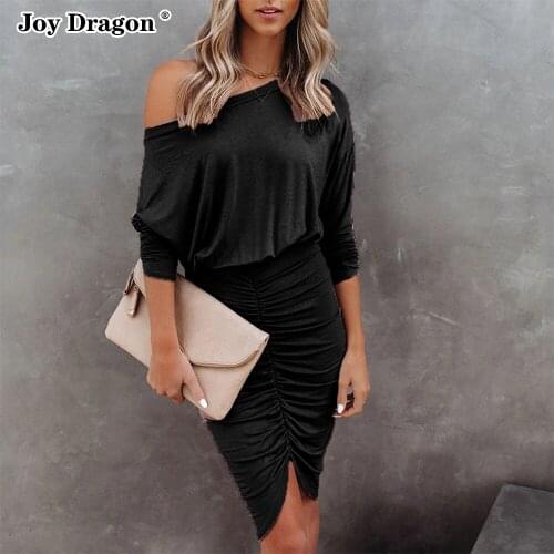 Autumn Winter Womens 2021 Sexy Long Sleeve Dress Plus Size Casual High Waist Black Party Bodycon Midi Dresses Female Elegant