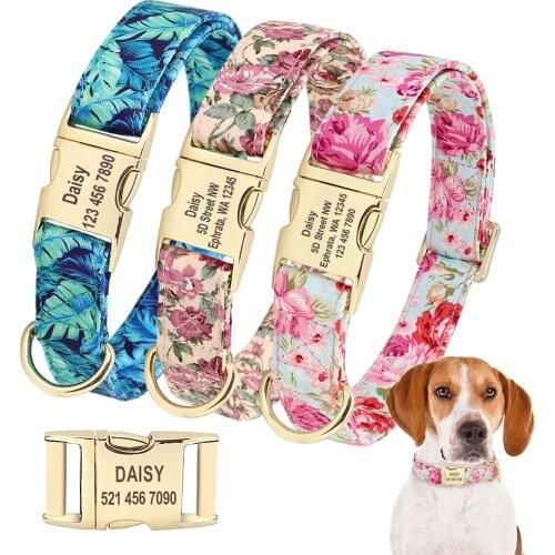 Personalized Dog Collar Nylon Customized Dog Collars Pet Tag Collar Engraved ID Tag Namepate for Small Medium Dogs