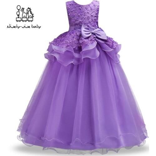 2019 Flower Girl Dress Grils Lotus Leaf Lace Wedding Dress Kids Elegant And Noble Prom Gown Dress for Graduatiion Vestidos