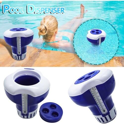 Swimming Pool Accessories Floating Sterilizer With Thermometer Chlorine Pills Effervescent Tablet Dispenser Float Dosing Device