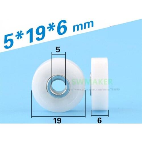 SWMAKER 1pcs 5*19*6mm F roller, flat wheel, TOK driven passive wheel, furniture drawer / display case bearing pulley