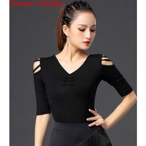 Latin Dance Shirt New Female Adult Sexy National Standard Ballroom Dance Top Performance Practice Clothes Autumn