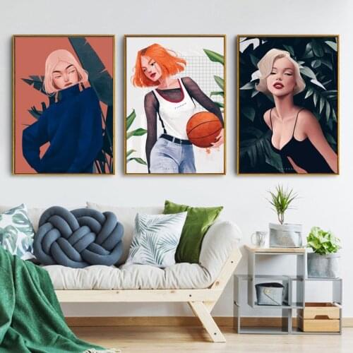 Modern Nordic Fashion Girl Art Posters Vintage Actress Portraits Printed Oil Canvas Painting Wall Pictures for Living Room Decor