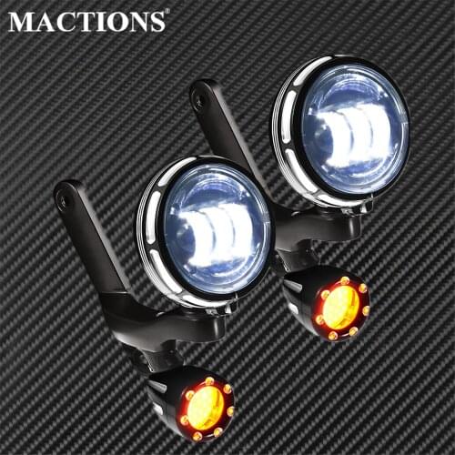 Motorcycle Turn Signal LED Auxiliary Amber Light Lamp Housing Bracket For Harley Touring Road King Electra Glide FLHX FLHXS