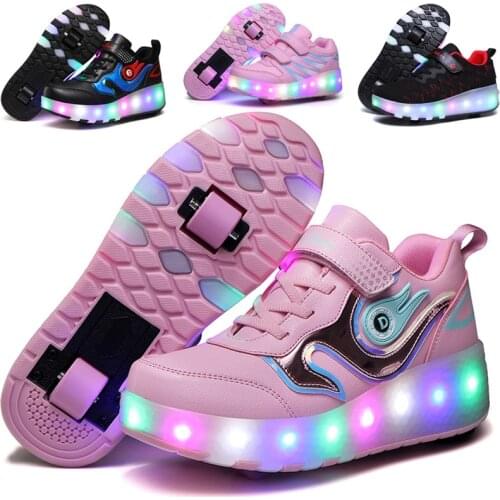 Heelies 2020 Glowing Sneakers Kids Roller Skate Shoes Children Led Colorful Light up Shoes Girl Boy Sneakers with Wheels Heelies