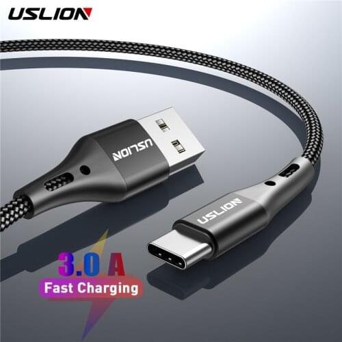 USLION Type C USB Cable 3A Fast Charge For Samsung S10 Huawei Mate 30 Type-C Cable Mobile Phone Charging Wire USB C Date Cable