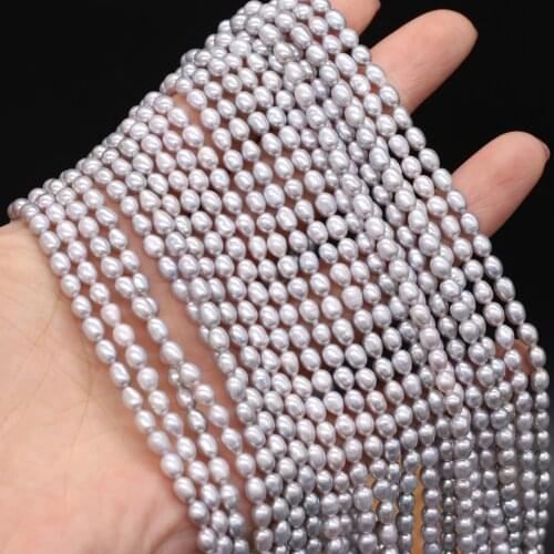 High Quality 4-5mm Natural Freshwater Pearl Beads Grey Flat Pearl Bead Loose Beads For DIY Necklace Bracelet Jewelry Making