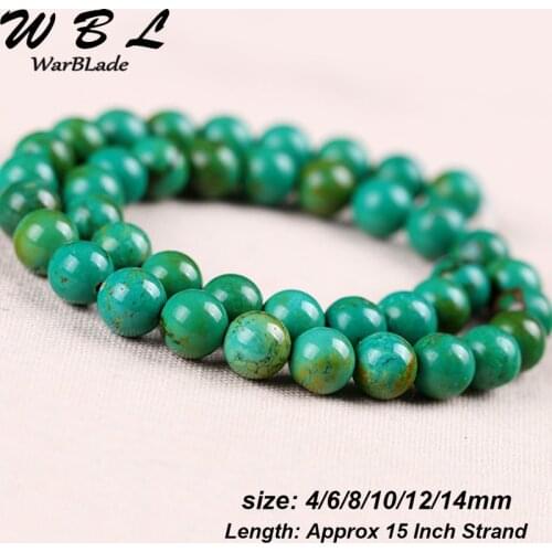 WarBLade Natural Stone Green Beads Blue Round Loose Stone Beads For DIY Bracelet Jewelry Making 4mm 6mm 8mm 10mm 12mm