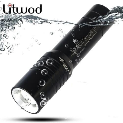 Z15DV02 Diving LED Flashlight Torch 3800Lm XM-L T6 Dive Underwater 80 Meter Lamp Lanterna with 18650 USB AC Car Charger Box