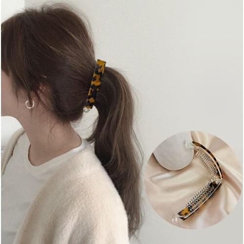 New Women Elegant Print Leopard Double Sided Hair Claws Vintage Ponytail Hold Hair Clips Hairpins Fashion Hair Accessories