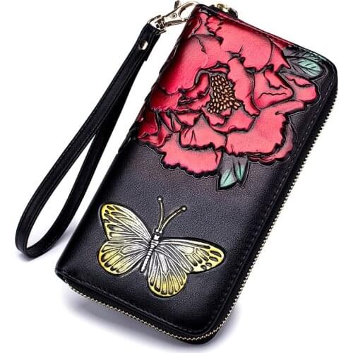 Genuine Leather Women Wallet Female Long Clutch Lady Wallet Magic Zipper Coin Purse Fashion Rfid Luxury Brand Money Bag