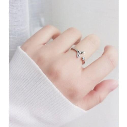 Silver 925 Jewelry Woman Rings Fashion Simplicity Female Accessories Personality Fine All-Match Whale Fishtail Women Ring