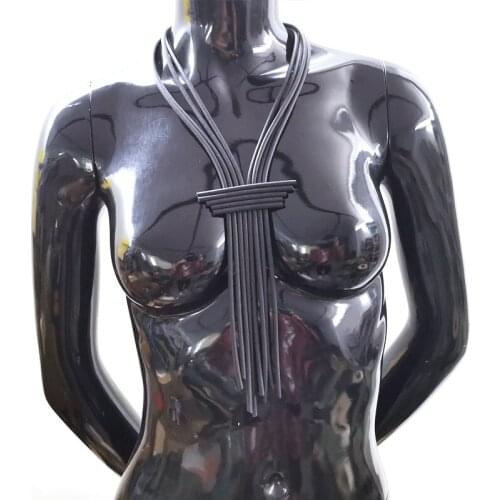 YD&YDBZ New Black Leather Rope Tassel Necklace For Women Punk Style Chunky Rubber Choker Chain Night Party Decoration Necklaces