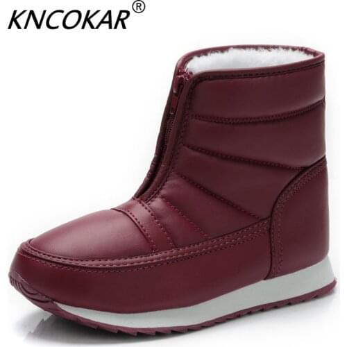 KNCOKAR Winter Boots Big Yards Short Style Snow Boots Warm Fur Waterproof Upper Antiskid Winter Female Boots x1007