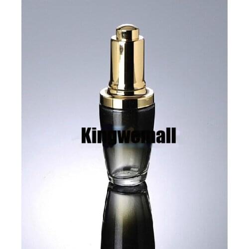 200pcs/lot 30ml High Grade Glass Essence Oil Container with Dropper Bottle with Gold Lids For Cosmetic Packaging EWH05