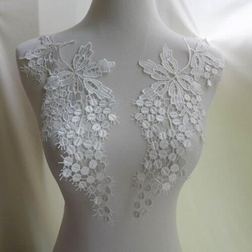 New Delicate 5 Pairs White Floral Venise Lace Applique Sewing Bridal Wedding Accessories