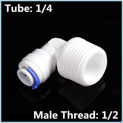 5pc 1/4" OD Pipe to 1/2"Male Elbow Quick Connector RO Water Purifier Reverse Osmosis Aquarium System Connector Fitting