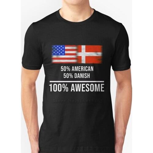 50% American 50% Danish 100% Awesome - Denmark Flag Gift For Danish Funny Printed Men T Shirt Summer Style Hip Hop Casual T