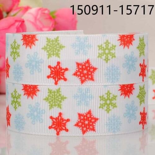 50 yards 7/8 " 22mm red and green star pattern printed grosgrain tape ribbon DIY hair bow accessories