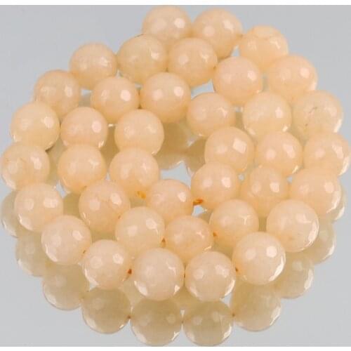 Natural Stone Faceted Light Yellow Jades Chalcedony Beads Loose Spacer Beads For Jewelry Making DIY Bracelet Necklace 6/8/10mm