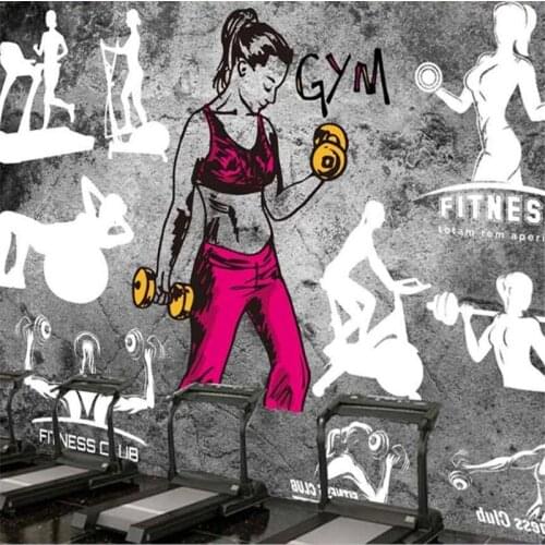 Wellyu Customized large 3d wallpaper retro cement wall beauty sports fitness hall tooling background wallpaper