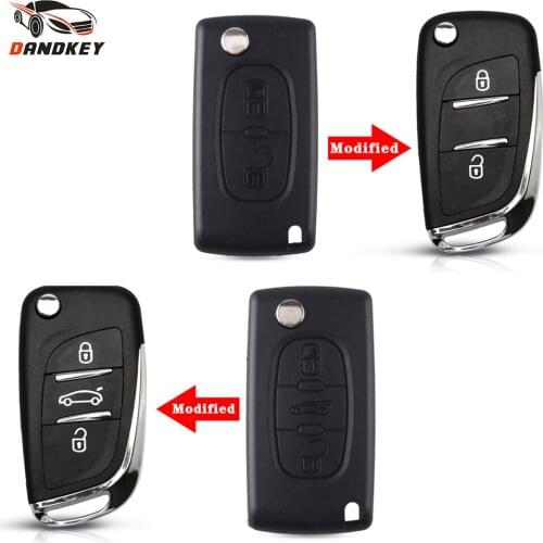 Dandkey 10pcs Flip Key For Peugeot 407 For Citroen C2 C3 C4 C5 C6 Modified Remote Key Shell Key Cover 2/3 Button Key Case CE0523