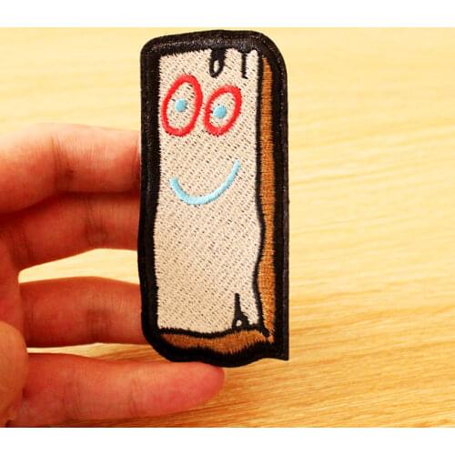 Wood Brick Cartoon Patch Iron On Patches On Clothes/Stripes Patches For Clothing Embroidered Anime Patch DIY Sew Apparel Decor
