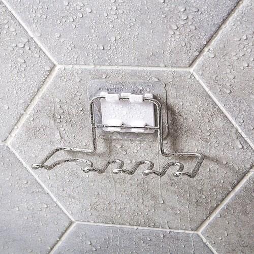 1 Set Traceless Wall Mounted Paste Type Stainless Steel Toothbrush Holder Toothpaste Razor Rack For Bathroom Articles Organizer