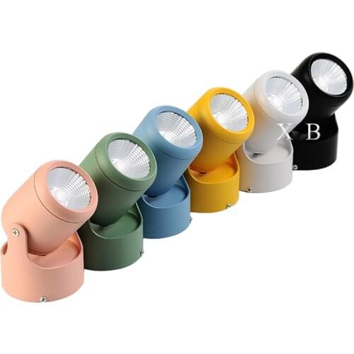 Dimmable 85-265Vac 7W 10W 12W 15W LED surface mounted ceiling lamp 360 degree rotatable background spot light Macaron