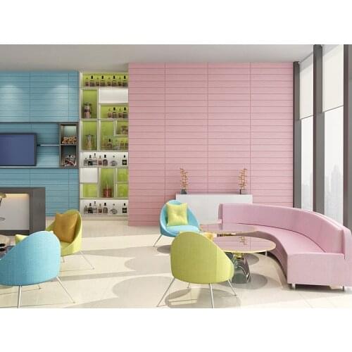 DIY 3 d wallpaper wooden striped wall sticker adhesive model of soft package sofa TV setting sitting room adornment
