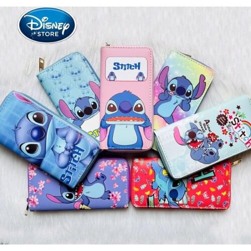 Disney Lilo & Stitch Long Wallets For Women Anime Stitch PU Leather Purse Female Pouch Handbag Coin Purse Card Holders Clutch