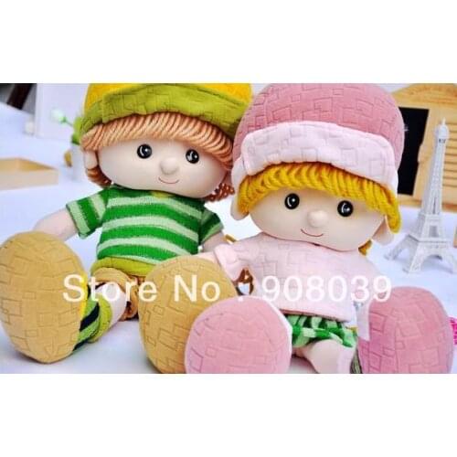 Ship within 24 hour lovely girl birthday gifts Cloth doll fabric plush toy wool doll 40cm 1 pair