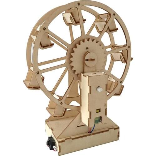 Electric Wooden Ferris Wheel Puzzle Construction DIY 3D Model Education Kids Toy
