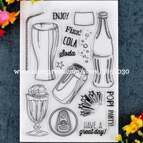 ENJOY Fizz PARTY HAVE A great day Scrapbook DIY photo cards rubber stamp clear stamp transparent stamp 11x16cm 8072392
