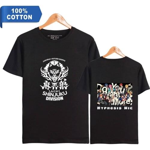 Hypnosis Mic Anime Fashion Prints 100% Cotton T-shirt Men Summer Short Sleeve Tshirt Hot Sale Casual Streetwear T shirt
