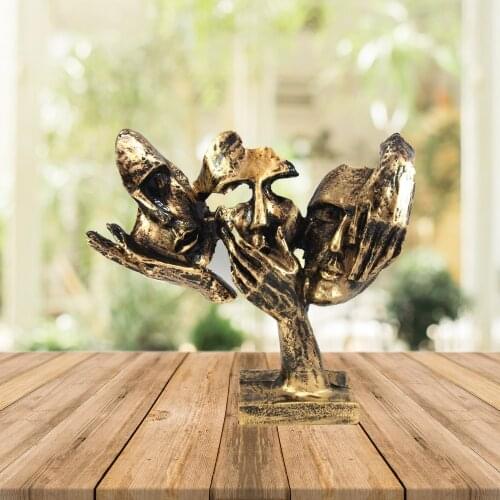 HLO 2021I did not see I did not hear I do not know Mask Trinket Creativity Posture Decorate Statue Elegant Polyester Handcraft