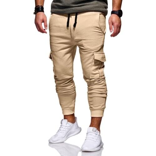 Hot2018 Outdoor Spring Autumn multi pocket elastic waist sportswear hip hop jogging running training homme track pants