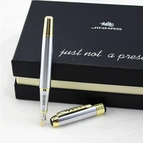 JINHAO 250 Brand Noble Golden & Silver Stainless Fountain Pen Hot Sale Nib Gift High Quality Free Shipping