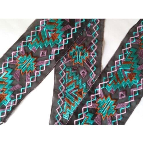 Miao cross stitch embroidery organza lace 9.5cm trim ribbon tape webbing boho tribal ethnic gypsy cloth bag native sewing zakka
