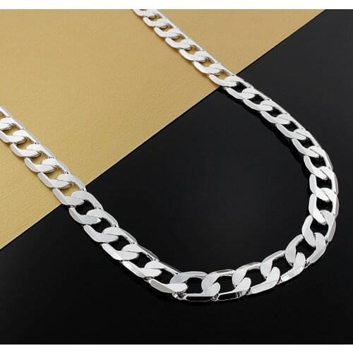 Hot classic 10MM Chain 925 Sterling Silver Necklace for mens 20/24 inches luxury Popular brands Jewelry wedding Christmas gifts