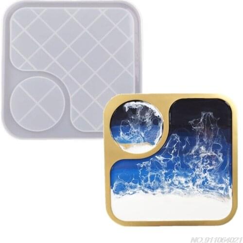 Breakfast Tray Epoxy Resin Mold Cup Mat Mug Pad Silicone Mould DIY Crafts Serving Plate Board Home Decortaion Casting Wholesales