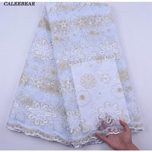 Latest African Tulle Lace Fabrics With Sequins High Quality African French Net Lace With Bright Line Embroidery Tulle Lace S2060