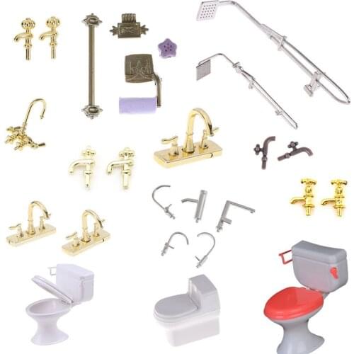New 1/2/4pcs 1/12 Dollhouse Furniture Miniature Bath Shower Modeling Toilet Bathtub Faucet Simulation Soap Dish Towel Bar Toys