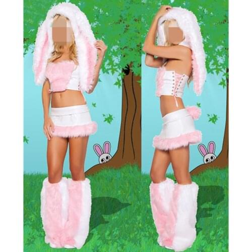 New Fashion Sexy Pink Bunny Costumes For Women Halloween Carnival Rabbit Cosplay Sexy Christmas Exotic Apparel Lingerie